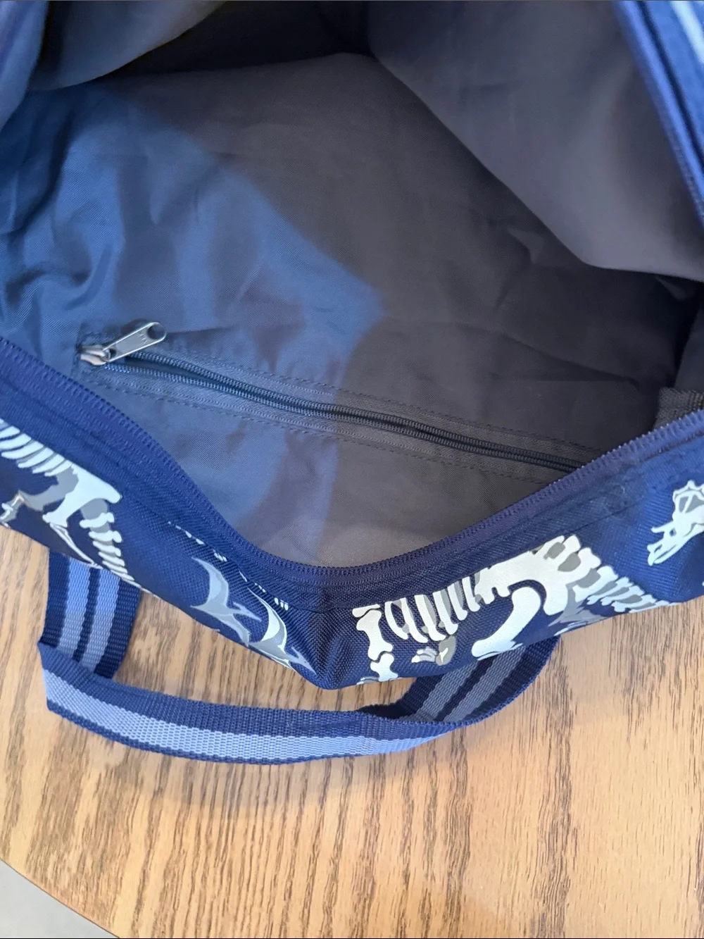 Pottery Barn Kids Navy Dinosaur Skeleton Toddler Duffel Bag embroidered name